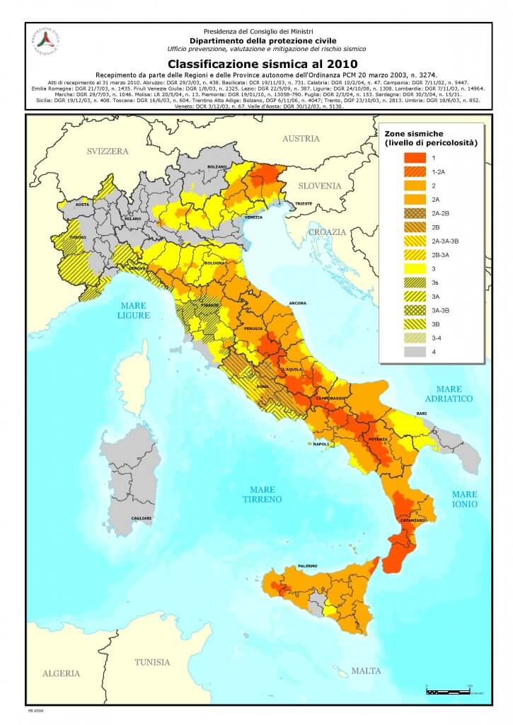 Seismic map Italy
