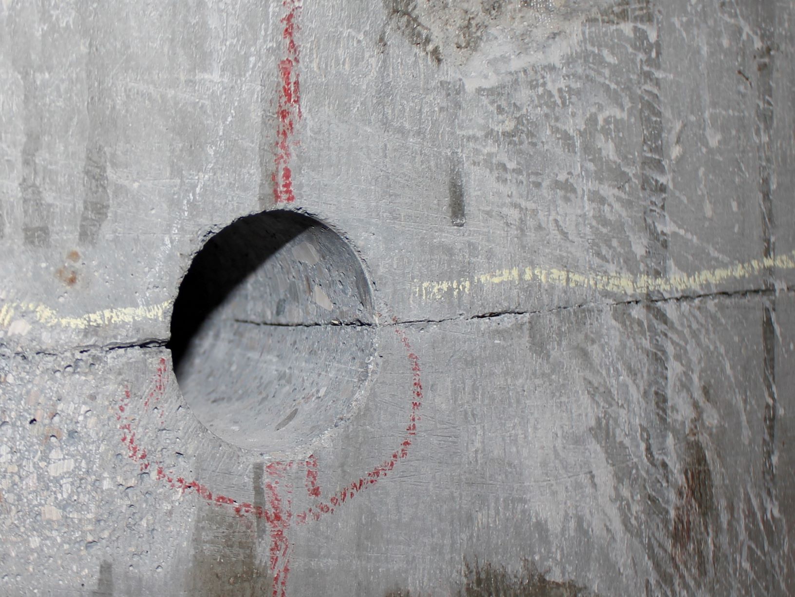 Concrete Crack at Cold Joint - Visual Examination of Coreholes